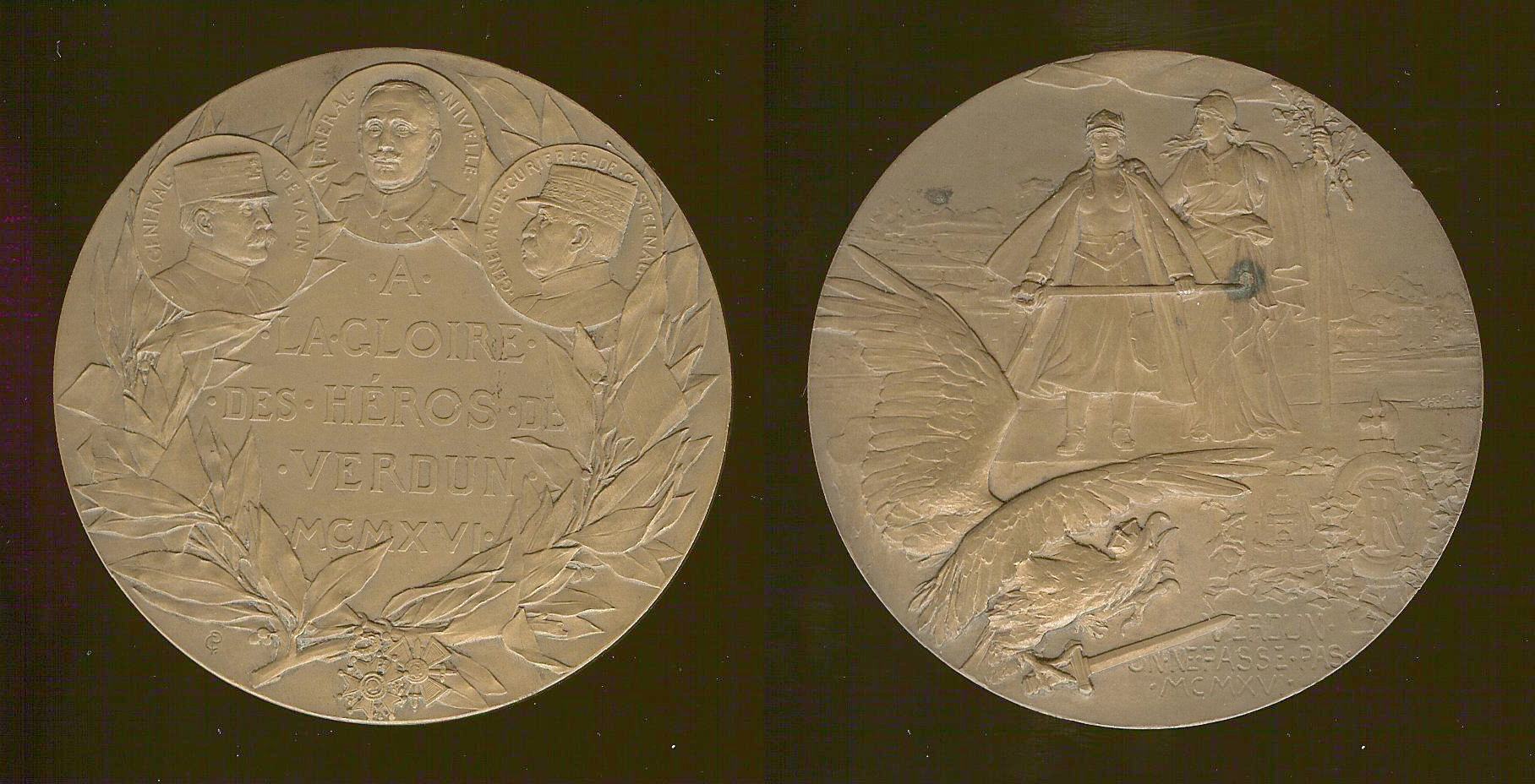 Medal Heroes of Verdun bronze 1916 Unc